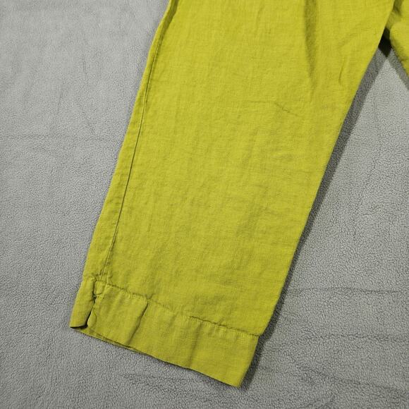 Bryn Walker Pants Women XS Green Linen Cropped Pull On Breathable Minimalist - Picture 8 of 13